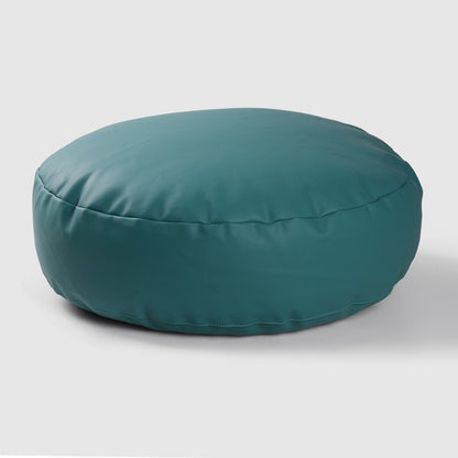 Faux Leather Pouf Ottoman Cover with Carry Handle