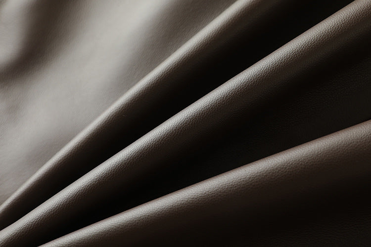 high waisted a-line mini leather skirt with front slit