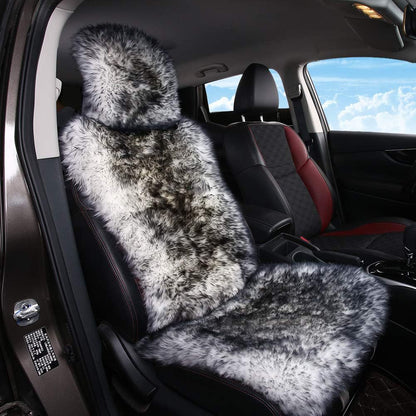 Long Hair Sheepskin Car Seat Cover with Plush Wool Backrest 7
