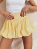 Women High Waist A-Line Bud Skirt Summer Puff Hem Mini Skirt