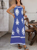 Blue Tribal Halter Neck Women Maxi Dress for Summer