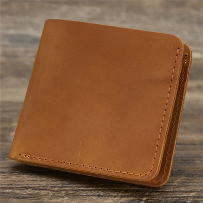 Men’s Genuine Cowhide Leather Bifold Wallet with ID Window