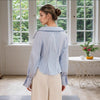 puff sleeve blue shirts for women
