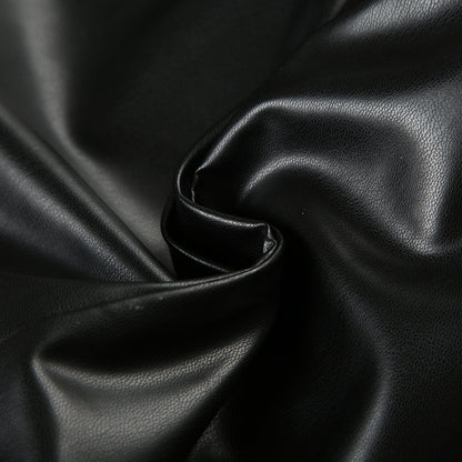 Black Faux Leather Shorts for Women with Buckle Low Waist