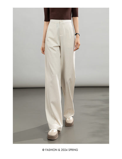 High-waisted casual pants for women with straight drape
