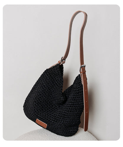 Black Woven Armpit Shoulder Purse Bag