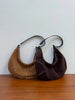 Suede Leather Underarm Crescent Shoulder Bag