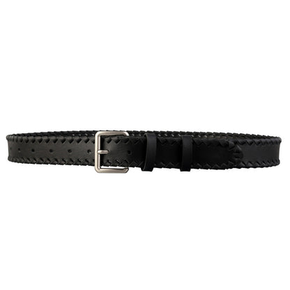 Women’s Braided Leather Belt Genuine Cowhide Silver Buckle