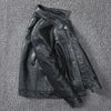 Black Leather Jacket Men Slim Fit Biker Oil Wax Vintage Style