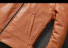Men's Cowhide Leather Jacket Brown Slim Fit