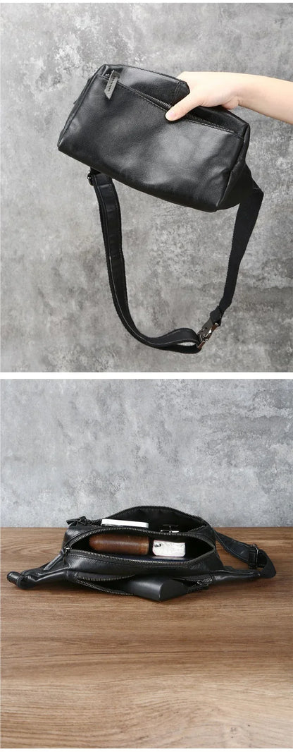 Men’s Top-Grain Leather Crossbody Waist Bag