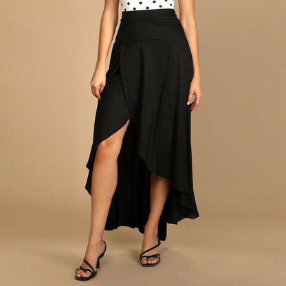 high waisted maxi flared skirt