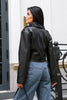 Short Motorcycle PU Leather Cropped Biker Style Women