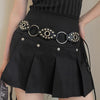 Women’s Black Studded O Ring Belt with Tie Closure