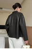 Women Leather Jacket Lychee Grain Belted Short Coat