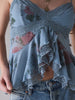 Women’s Floral Lace Trim Mesh Ruffle Camisole Top