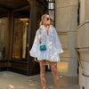 Women's Half Placket Ruffle Blouse