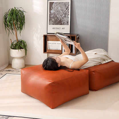 Faux Leather Pouf Ottoman Cover for Relaxed Floor Seating
