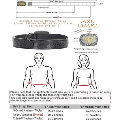 Western Longhorn Cowboy Leather Belt