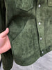 Men’s Dark Green Suede Trucker Jacket Matte Finish