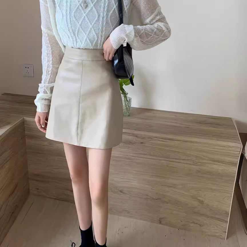 A Line Faux Leather Skirt Fall Outfit