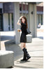 Women’s High Waisted Black Leather Shorts Wide-Leg