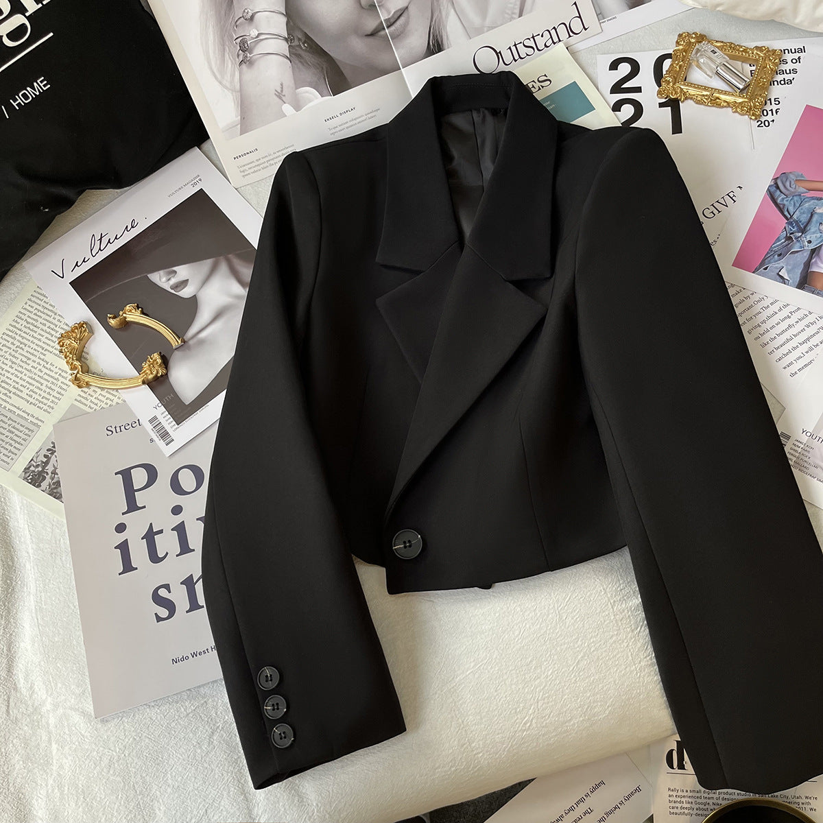 Short women blazer cropped suit jacket petite fit