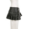 Imitation Leather Belted Mini Skirt