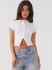 Women Tripe Slim Button Short Sleeve Top