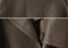 Women Leather Trench Coat Mid-Length Brown Coat