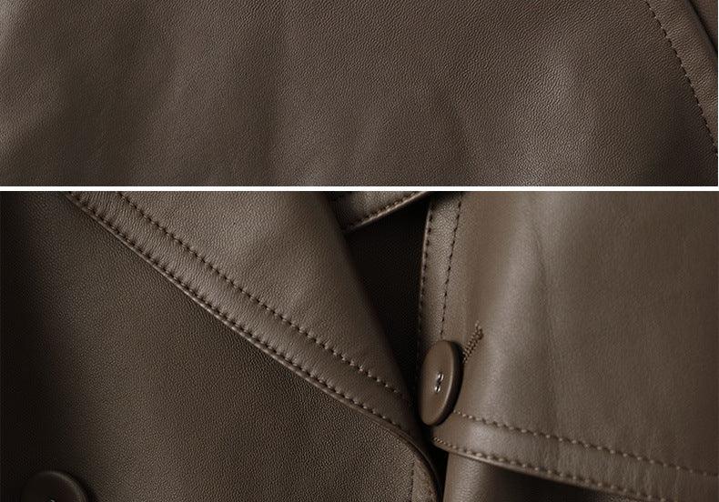 Women Genuine Sheepskin Mid-Length Trench