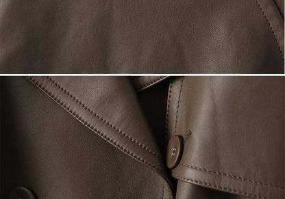 Women Genuine Sheepskin Mid-Length Trench