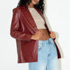 Faux leather blazer jacket for women