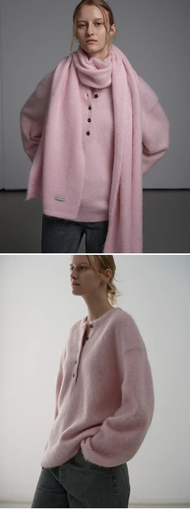 Facade pattern alpaca wool sweater women