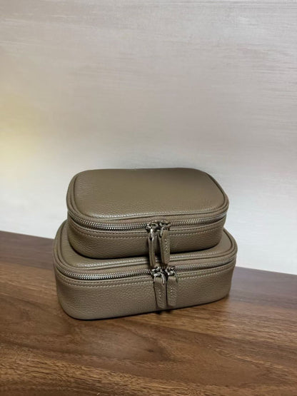 Genuine Leather Women Toiletry Bag Organizer Case
