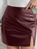 Faux Leather Zip Back Straight Skirt Workwear