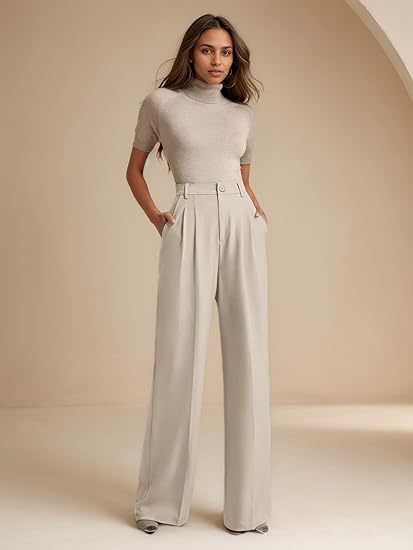 Women's Straight-Leg Beige Trousers