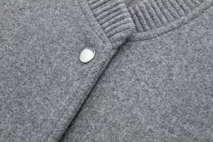 Women Loose Wool Bomber Pilot Jacket