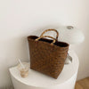 Large Rattan Beach Tote Bag with Bamboo Handles