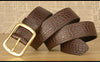 Men Leather Belt with Copper Buckle Crocodile Pattern