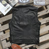 Black chain front motorcycle leather vest for men