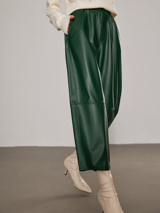 Women Leather Baggy Harem Pants