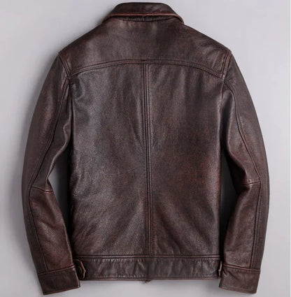 Mens Distressed Vintage Leather Riding Jacket