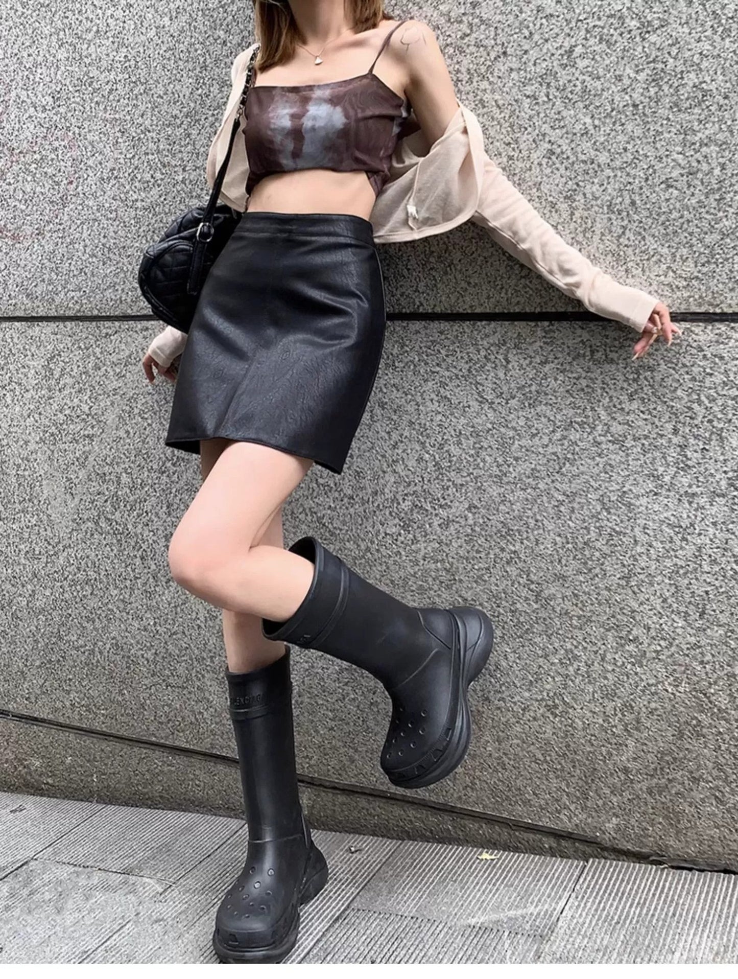 High Waist Faux Leather Skirts