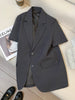 Grey short sleeve women suit blazer jacket