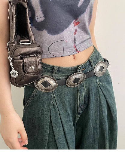 Women’s Faux Leather Western Concho Belt