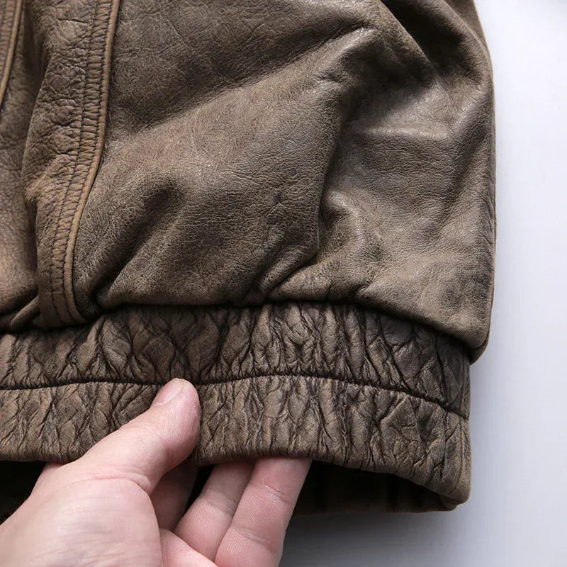 Men’s Vintage Distressed Nubuck Leather Jacket
