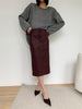 High Waisted PU Leather Pencil Skirt with Front Buttons