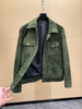 Men’s Dark Green Suede Trucker Jacket Matte Finish
