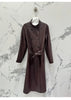 Women sheepskin leather trench coat long belt - Boho Living Room
